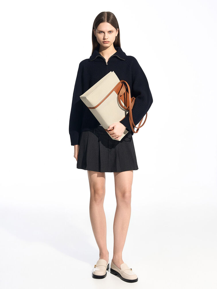 حقيبة توت شاليا من القماش, كونياكي, hi-res