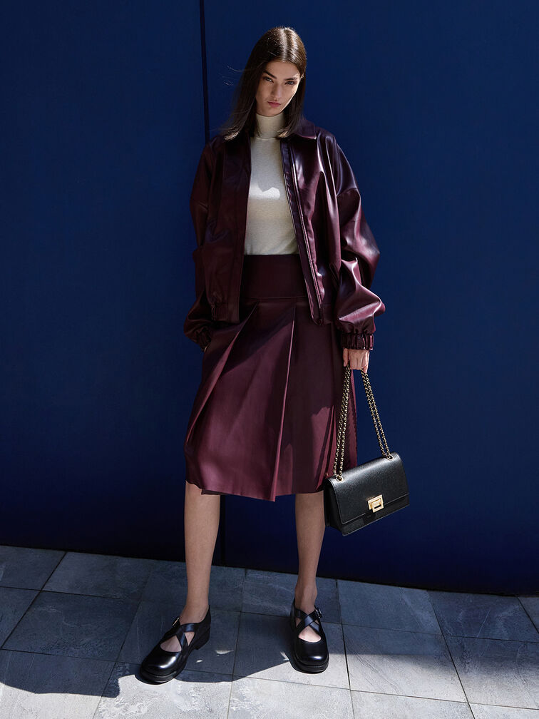 حقيبة كتف إيفرلاين بحزام مضفّر, أسود, hi-res