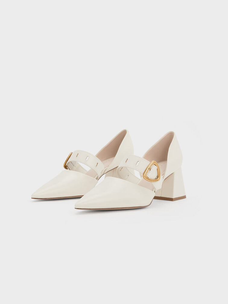 Sepphe Metallic Buckle D'Orsay Pumps, Cream, hi-res