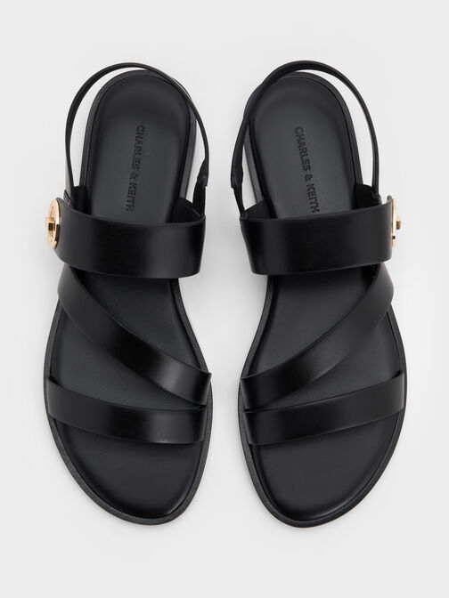 Yara Turn Lock Strappy Sandals, Black, hi-res