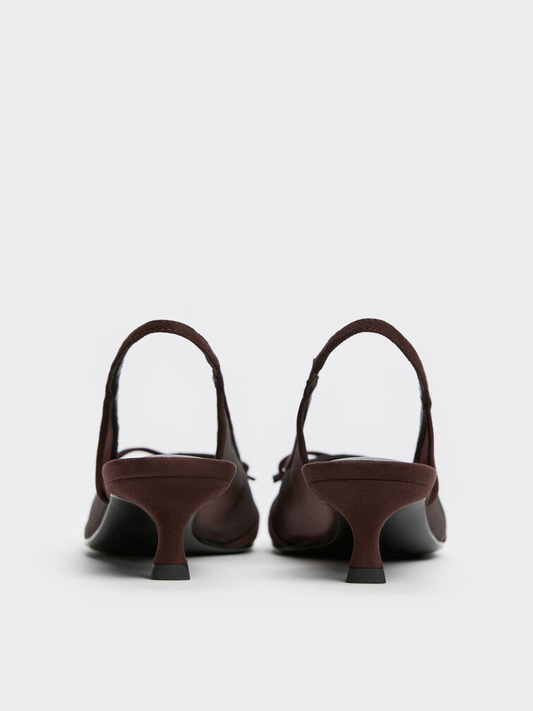 Mulligan Mesh Bow Slingback Pumps, Dark Brown Textured, hi-res