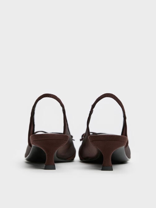 Mulligan Mesh Bow Slingback Pumps, Dark Brown Textured, hi-res