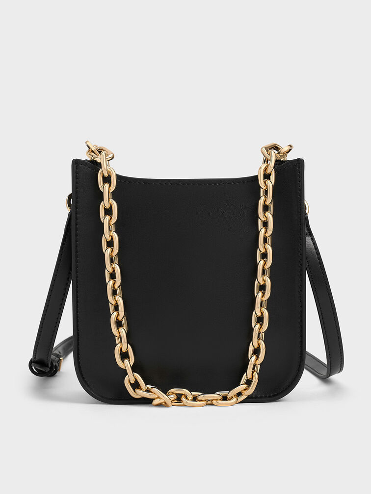 Aurelia Metallic-Accent Crossbody Bag, Black, hi-res