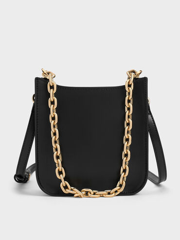 Aurelia Metallic-Accent Crossbody Bag, Black, hi-res