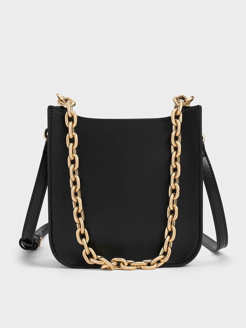 Aurelia Metallic-Accent Crossbody Bag, Black, hi-res