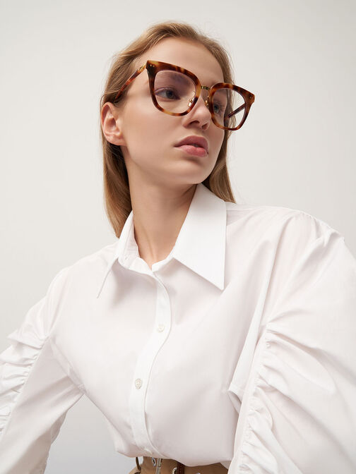 Acetate Tortoiseshell Square Blue Light Glasses, T. Shell, hi-res