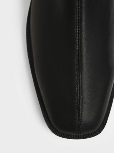 Square Toe Zip-Up Ankle Boots, Black, hi-res