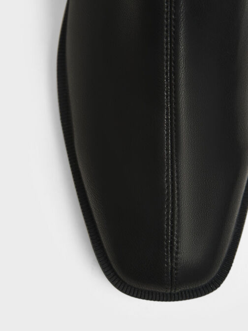 بوت قصير بسحاب ومقدمة مربّعة – أناقة عصرية ترافق خطواتك, أسود, hi-res