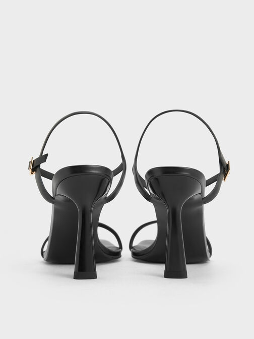 Square-Toe Ankle-Strap Heeled Sandals, Black, hi-res