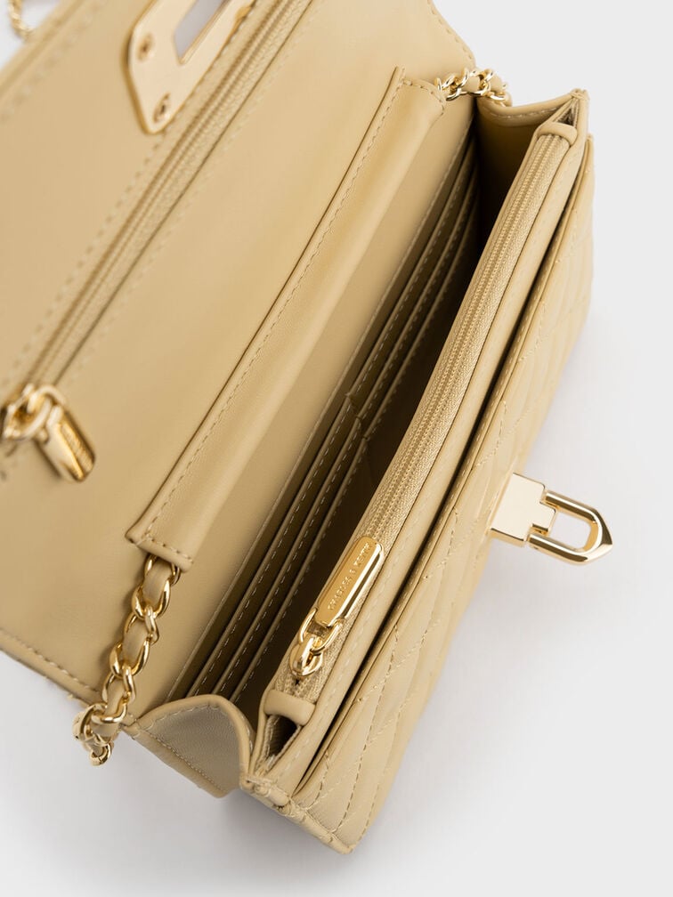 Cressida Quilted Push-Lock Clutch, Beige, hi-res