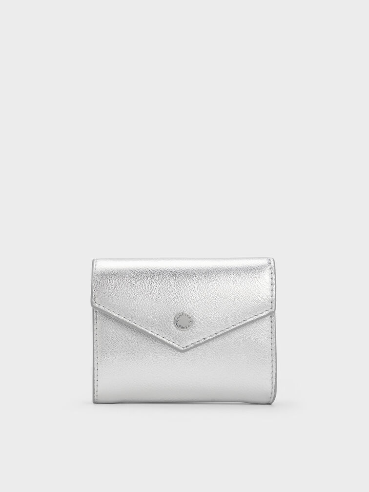 Marlowe Metallic Short Envelope Wallet, Silver, hi-res