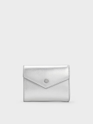 Marlowe Metallic Short Envelope Wallet, Silver, hi-res