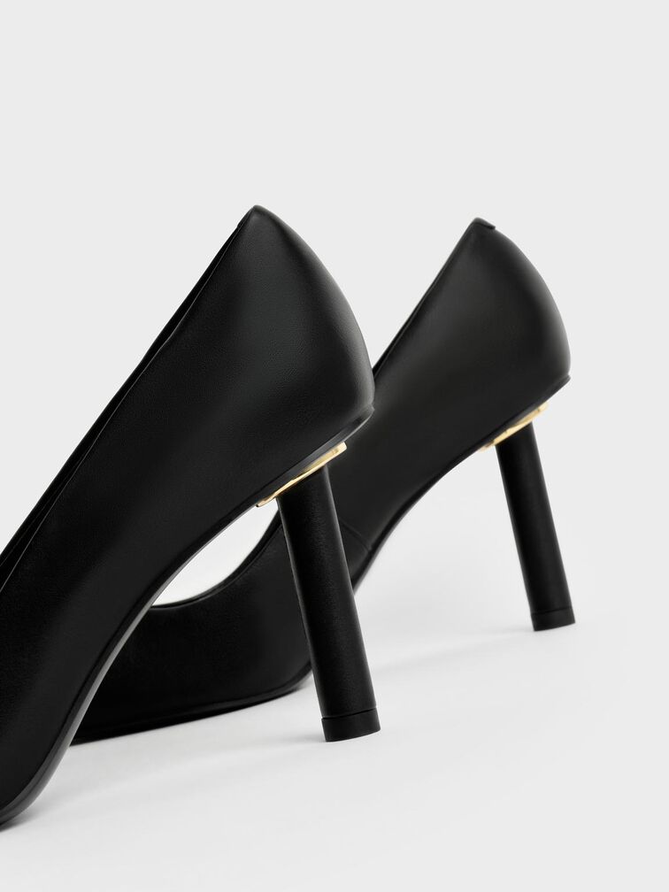 Cylindrical Heel Pumps, Black, hi-res