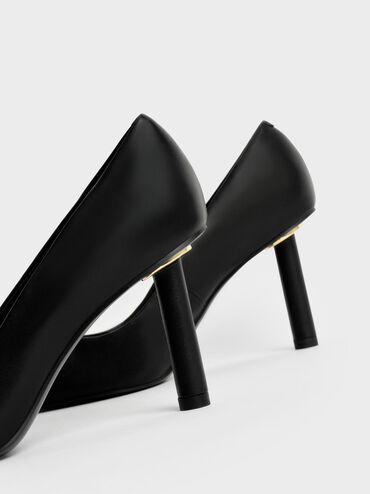 Cylindrical Heel Pumps, Black, hi-res