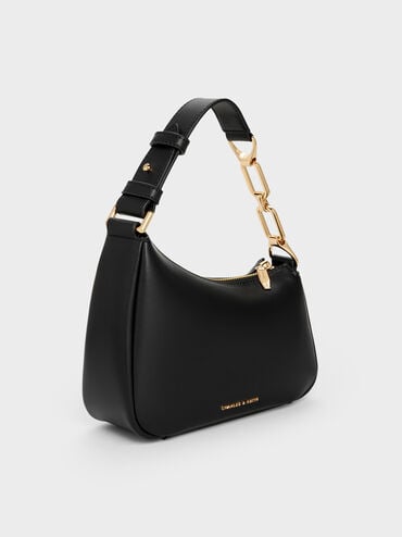 Mini Agatha Chain-Accent Shoulder Bag, Black, hi-res