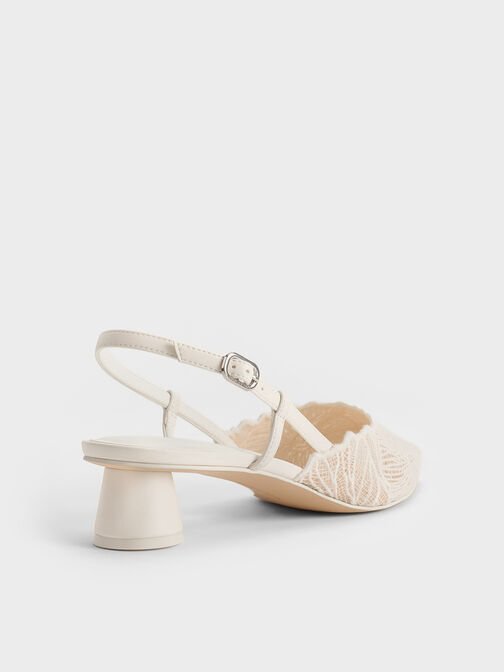 Meja Floral Pointed-Toe Slingback Pumps, White, hi-res