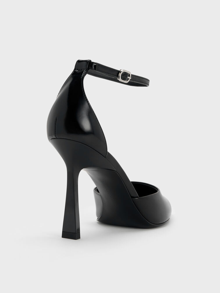 Pointed-Toe Ankle-Strap D'Orsay Pumps, Black Boxed, hi-res