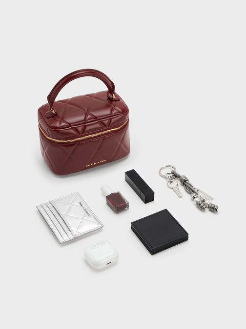 حقيبة فانيتي أروين مبطنة بمقبض علوي, برغندي, hi-res