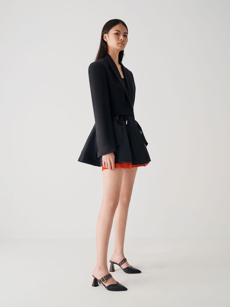 حذاء ميول بكعب عالٍ وشريط مزين بفتحات, أسود, hi-res