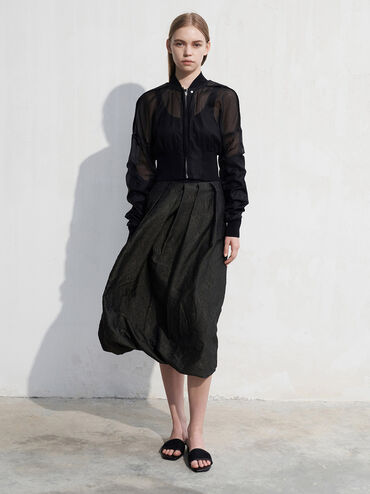 صندل مفتوح سهل الارتداء بتصميم منسوج مصنوع من خامة شبكية, أسود خشن, hi-res