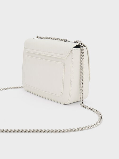 Sue Chain-Strap Shoulder Bag, White, hi-res