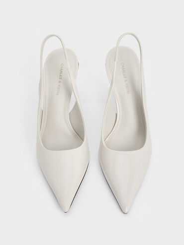 Flor Rose-Heel Slingback Pumps, Chalk, hi-res