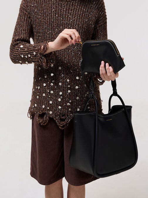 Lyla Tubular Slouchy Tote Bag, Black, hi-res