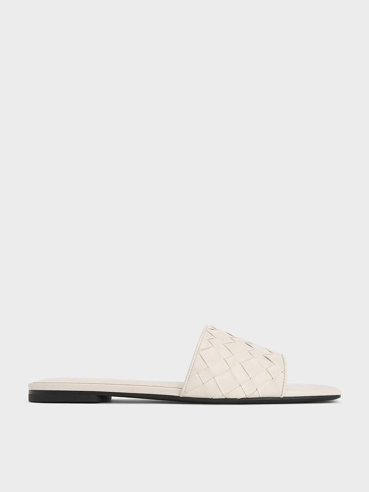 Ivette Woven Slide Sandals, Chalk, hi-res