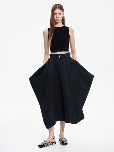 Rio Tweed Beaded Chain-Link Slingback Flats, Black Textured, hi-res