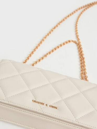 Paffuto Quilted Wallet On Chain, Cream, hi-res