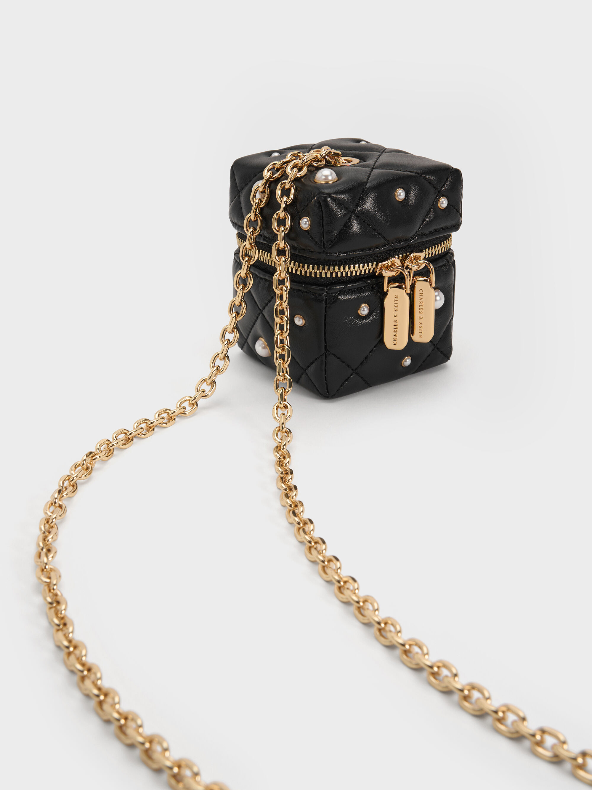 charles＆keith ショルダーバッグ Black Janie Quilted Pearl Micro Bag - Black - CHARLES & KEITH SA