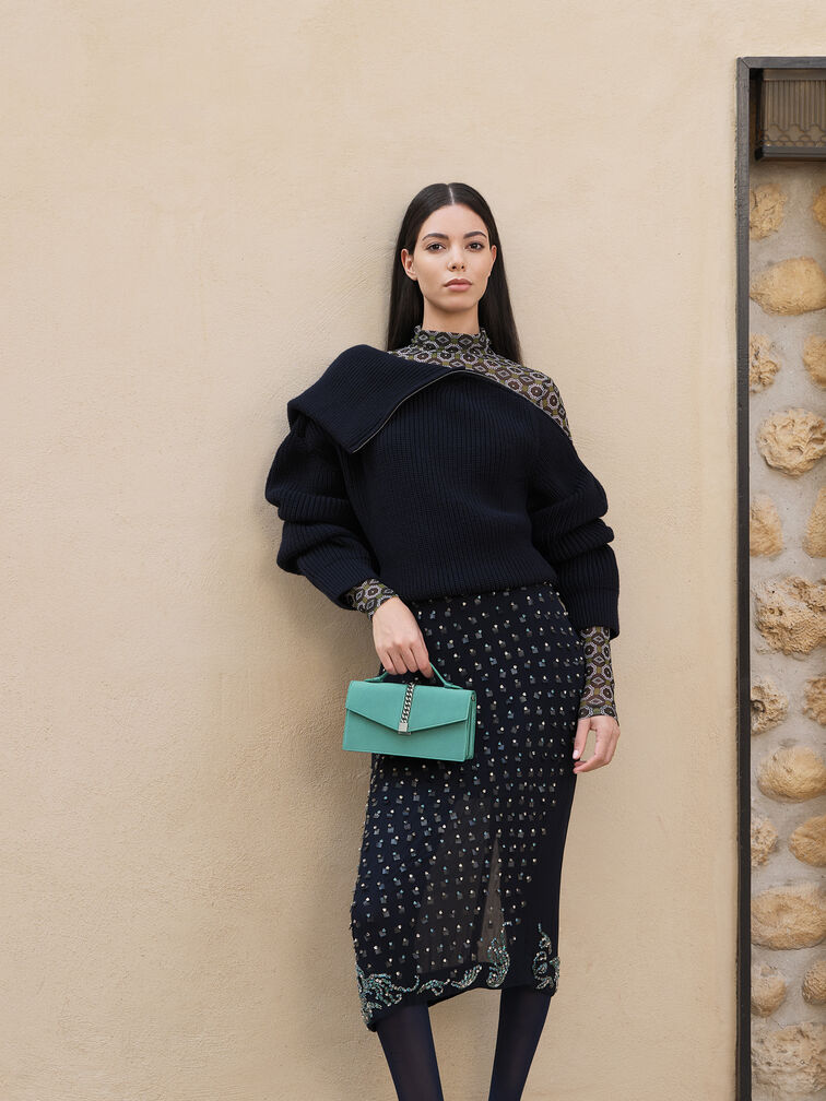 حقيبة تايزيا صغيرة من الساتان بمقبض سلسلة, شرشيري, hi-res