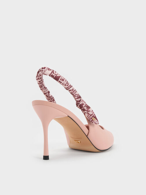 Tayari Leather Printed-Strap Slingback Pumps, Pink, hi-res