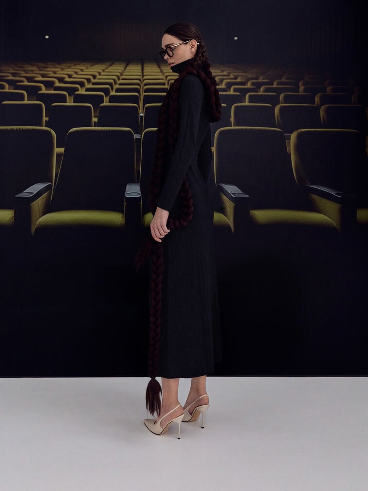 Leather Slingback Stiletto Pumps, Oat, hi-res