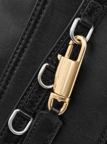 حقيبة دلفينا بحزام, أسود كلاسيكي, hi-res