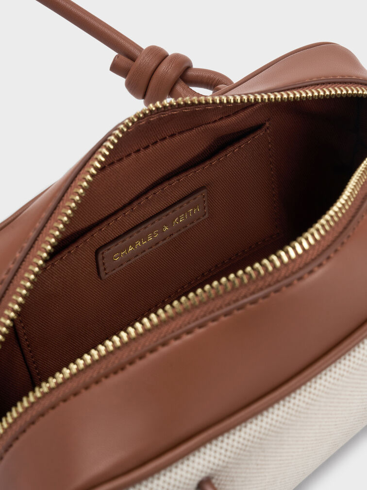 حقيبة مستطيلة سامي من القماش بمقبض مزين بعقدة, رمادي مائل للبني كانفاس, hi-res