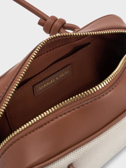 حقيبة مستطيلة سامي من القماش بمقبض مزين بعقدة, رمادي مائل للبني كانفاس, hi-res