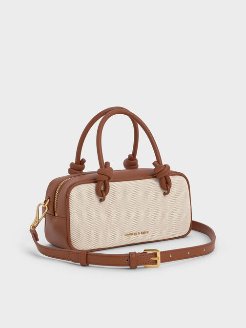 Sammie Canvas Knotted-Handle Elongated Bag, Taupe Canvas, hi-res