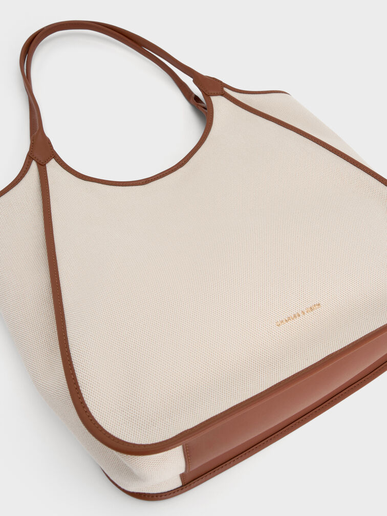 حقيبة توت سيانا القماشية بتفاصيل بارزة, رمادي مائل للبني كانفاس, hi-res