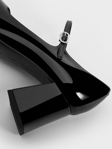 Patent Block-Heel Mary Jane Pumps, Black Patent, hi-res