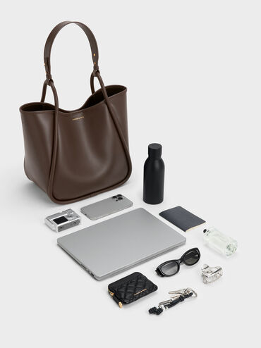 حقيبة ليلا توت باج واسعة بتصميم انسيابي, بني غني كالإسبريسو, hi-res