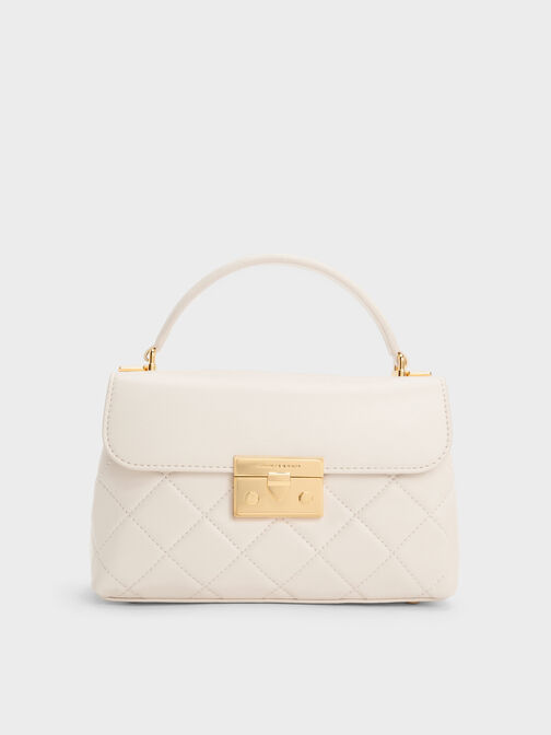 Alva Quilted Top Handle Bag, Cream, hi-res