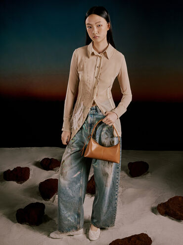 حقيبة كتف سيمون, بني محمر, hi-res