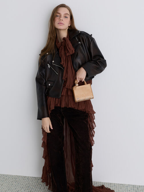 حقيبة ألباني صغيرة من الجلد والساتان بعقدة فيونكة ومزينة بالكريستال, لون البشرة الطبيعي, hi-res