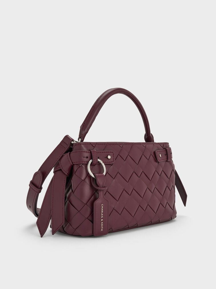 شنطة يد إيفيت منسوجة, أحمر توتي فاخر, hi-res