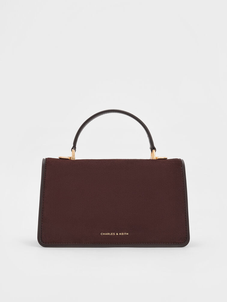 شنطة يد أرليت من جلد شامواه معاد تدويره بحزام, بني غني كالإسبريسو, hi-res