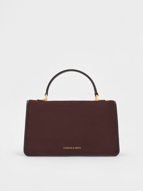 Arlet Recycled Suede Belted Top Handle Bag, Espresso Brown, hi-res