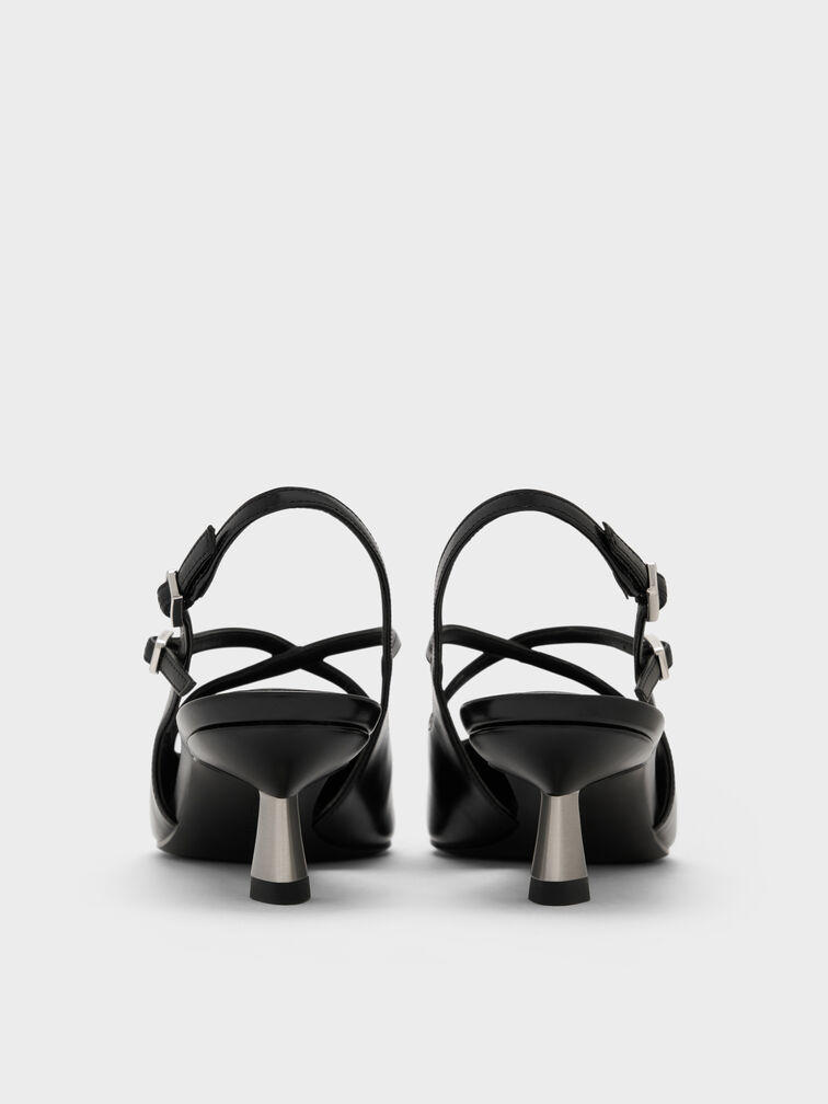 Pauline Pointed-Toe Crossover Slingback Kitten Heels, Black, hi-res