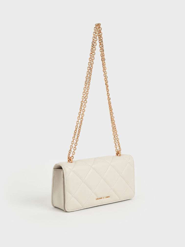 Paffuto Quilted Wallet On Chain, Cream, hi-res