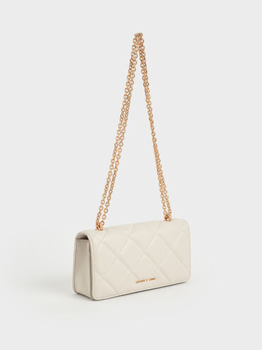 Paffuto Quilted Wallet On Chain, Cream, hi-res